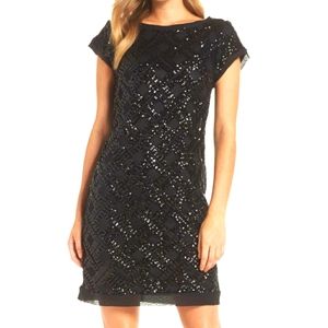 Black Eliza J Sequined Sheath Dress